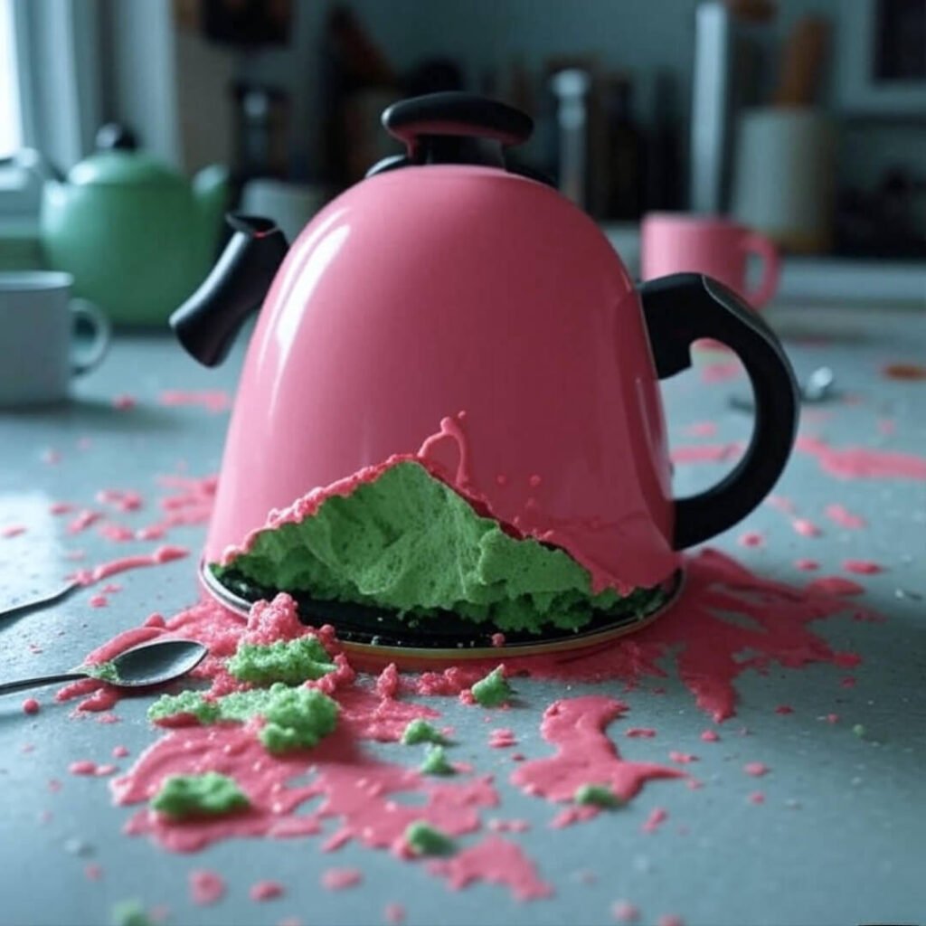 My kettle, folded and judging my messy life.