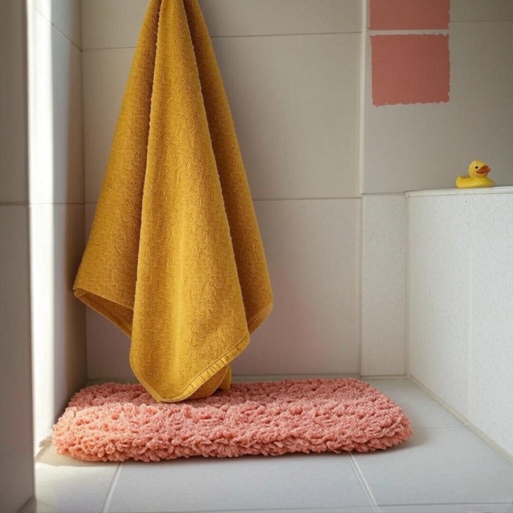 When your towel and mat start a color war.