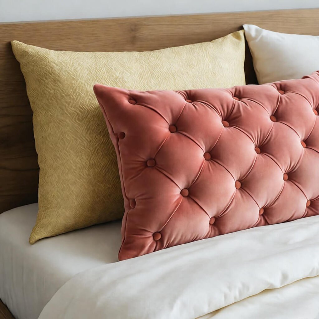 Gold pillow was a no-go, but coral saved the day.
