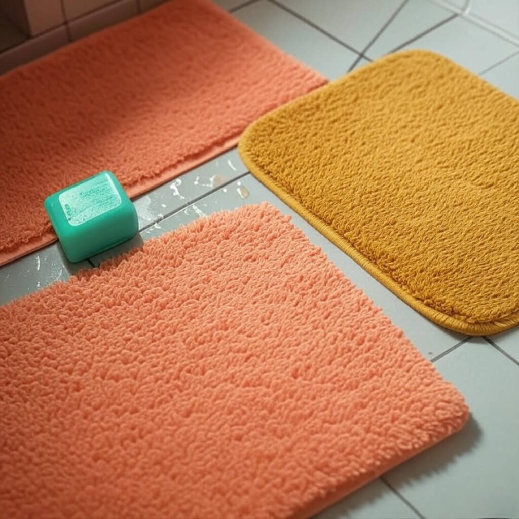 My bathroom’s mat showdown. Send help.